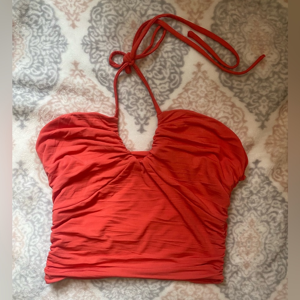 Abercrombie coral pink halter top Size Medium